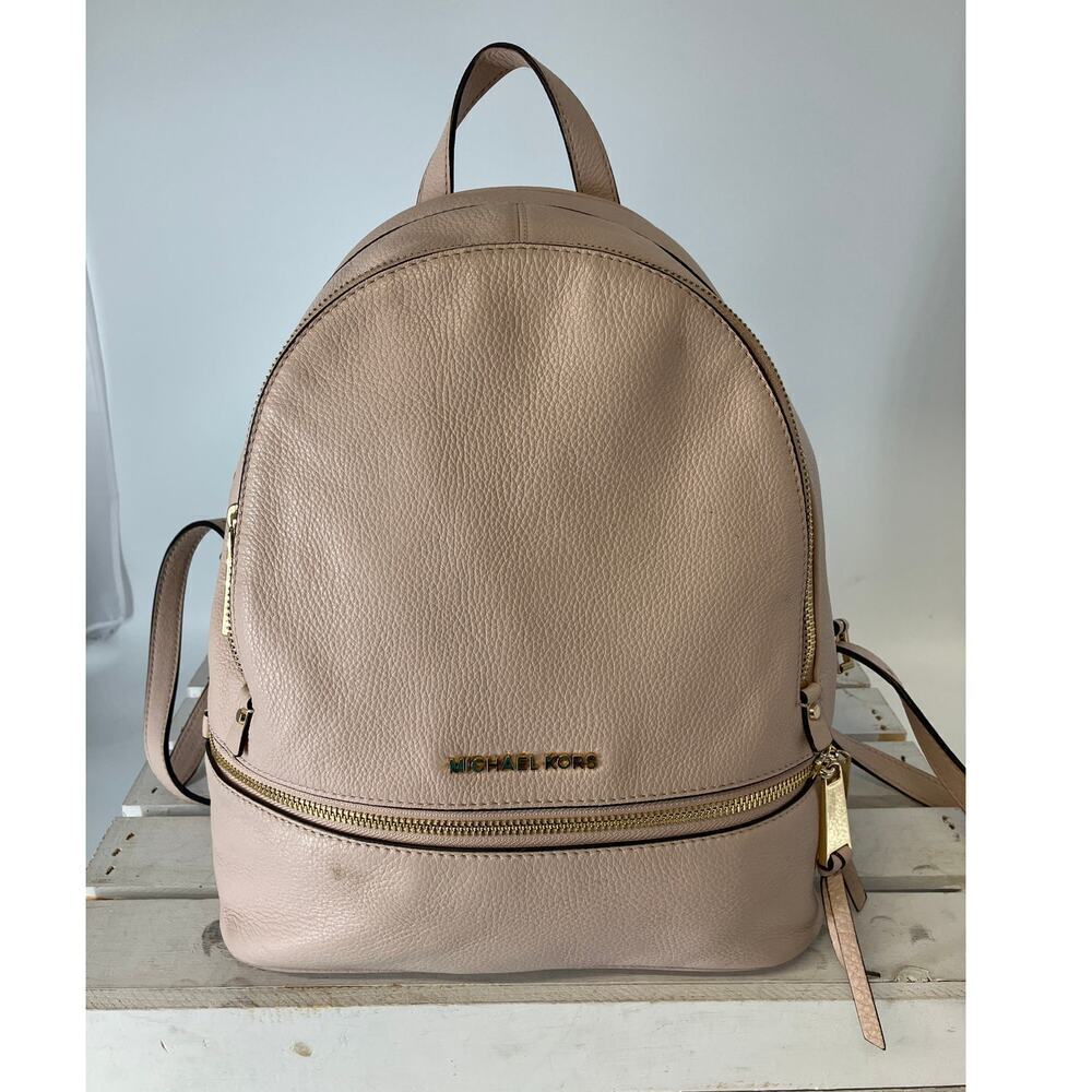 MICHAEL KORS, LARGE LIGHT PINK PEBBLED LEATHER BACKPACK
